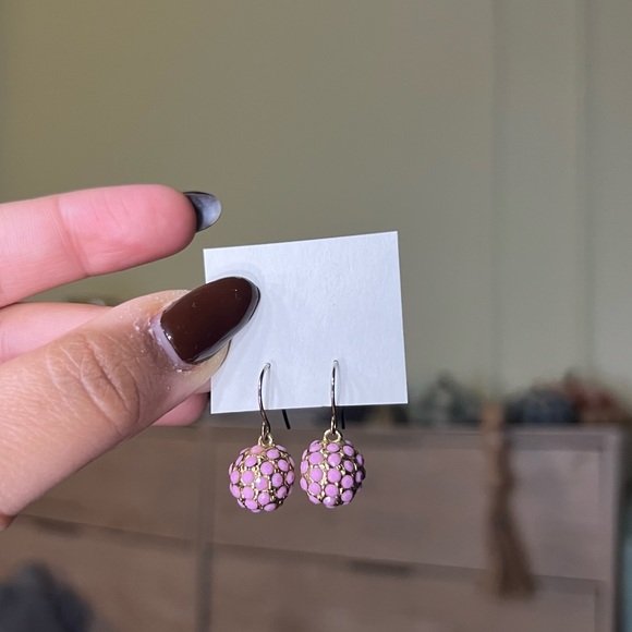 Handmade Pastel Pink Circle Gem Small Casual Cute Drop Earrings Jewelry Accessor - Picture 7 of 16